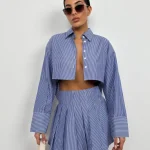 Mini Skirt  Striped Shirt