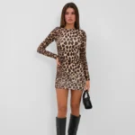 Mini leopard backless dress