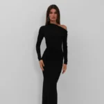 Dress Black Off-the-Shoulder stone detail