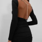 Black mini dress  backless chain detail
