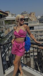 ΣΕΤ ΤΟΠ ΣΤΡΑΠΛΕΣ ΣΟΡΤΣ ΜΕ ΛΑΣΤΙΧΟ ΣΤΗΝ ΜΕΣΗ |ΡΟΖ - Image 2