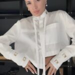 Crop Shirt Gold Detailed sleeves