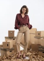 Leather Croco Pants Beige - Εικόνα 3