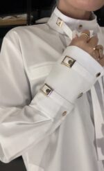 Crop Shirt Gold Detailed sleeves - Image 2