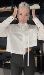 Crop Shirt Gold Detailed sleeves - Image 4