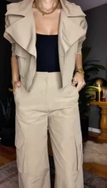 Masca Short Trench Coat beige capartine pants Cargo - Image 5