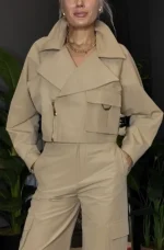 Masca Short Trench Coat beige capartine pants Cargo - Image 4