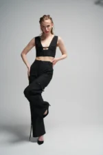 Crop Top & Cargo Pants Gold Details - Εικόνα 8
