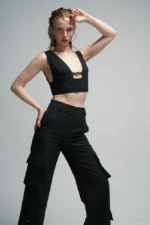 Crop Top & Cargo Pants Gold Details - Εικόνα 7