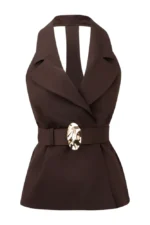 Maria Weist Coat & Trousers Brown Set - Image 2