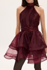 MARGOT ORGANZA DRESS BORDO - Εικόνα 3