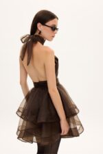 MARGOT ORGANZA DRESS BROWN - Εικόνα 2