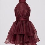 MARGOT ORGANZA DRESS BORDO